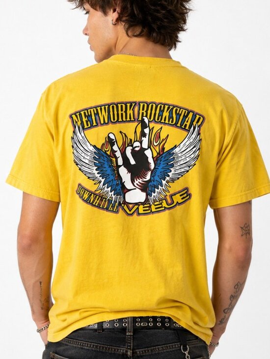 network rockstar Other - Network Rockstar Venus Yellow Graphic T Shirt Motorcycle Biker Tee Size M